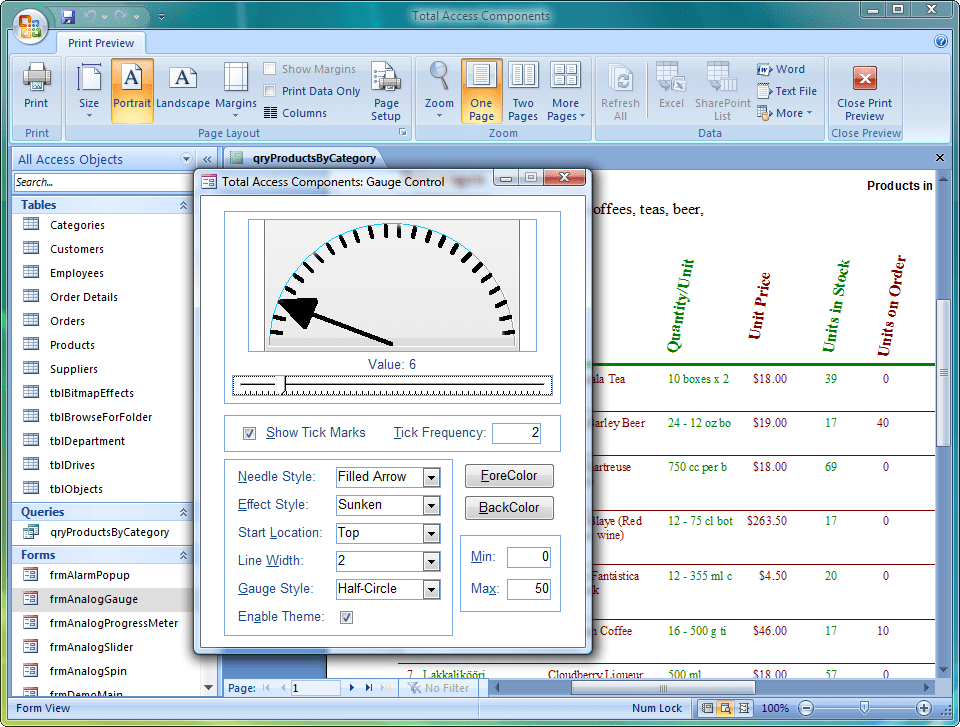 Screenshot of Total Access Components
