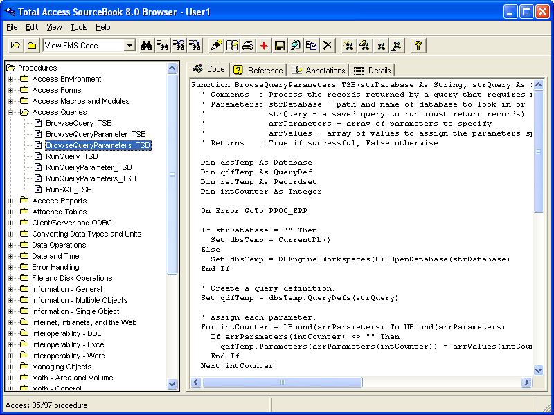 Screenshot of Total Access SourceBook