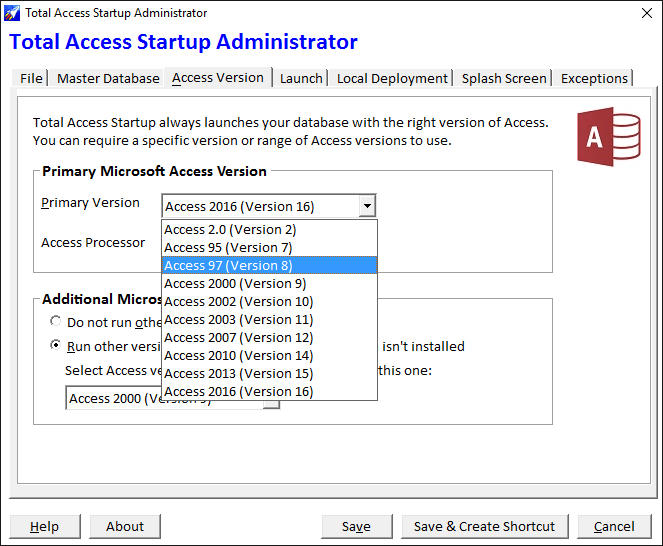 Screenshot of Total Access Startup