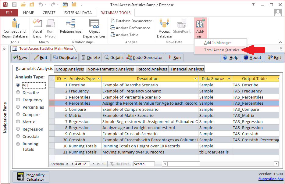 Screenshot of Total Access Statistics