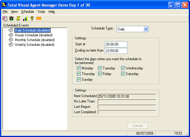 Total Visual AgentTotal Visual Agent executes automated, scheduled tasks on multiple databases across a network. In addition to database repair and compaction,
