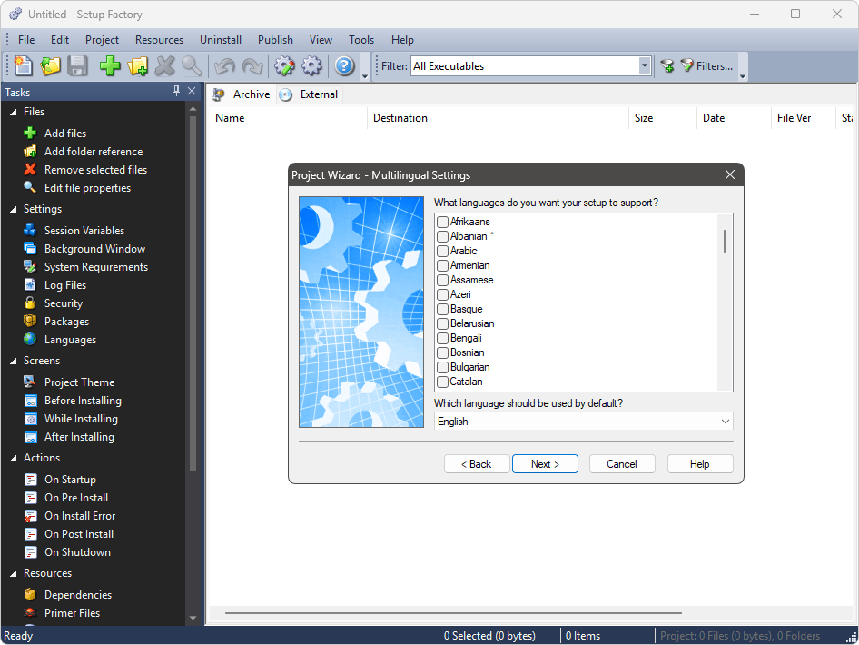 International Language SupportSetup Factory offers support for multilingual installations. Setup Factory gives you everything you need to support your customers