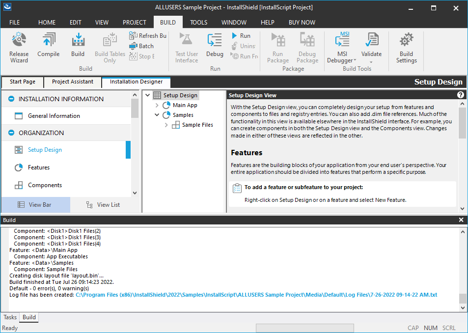 Screenshot of InstallShield Express