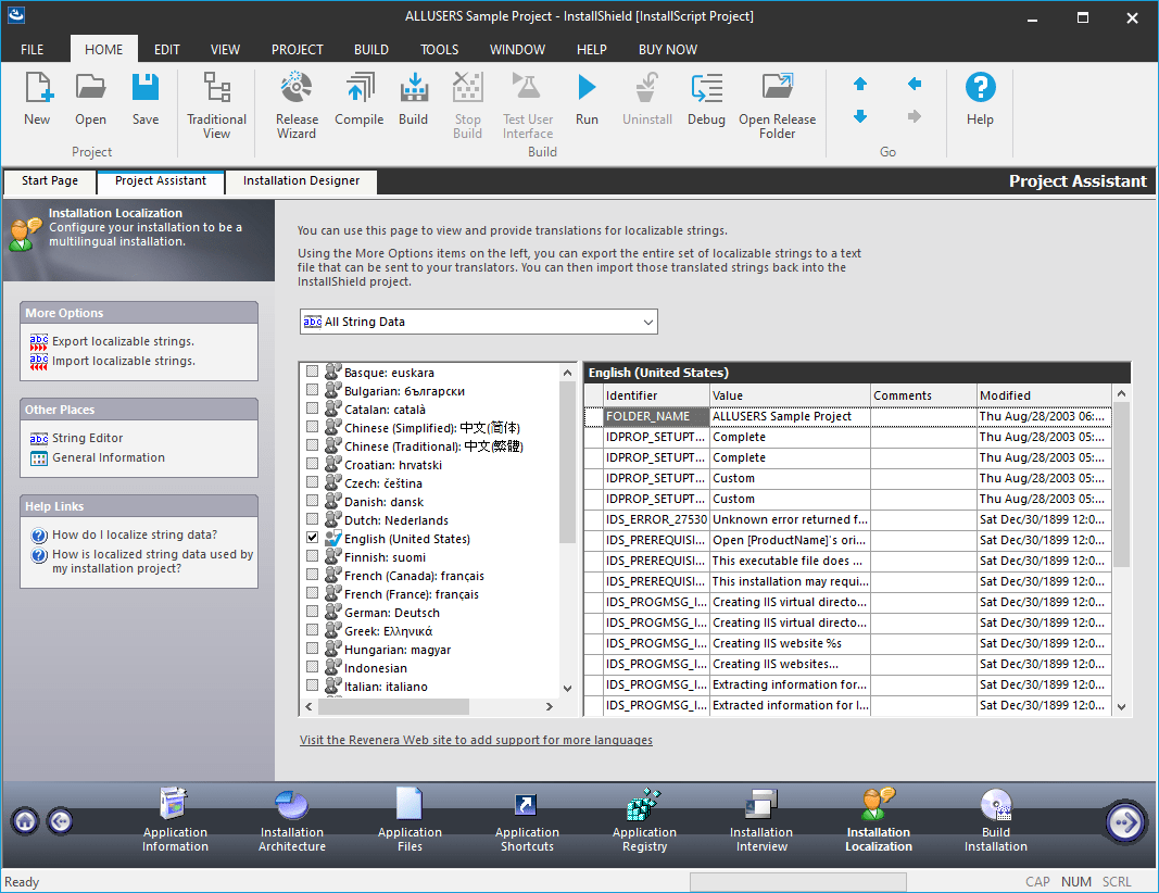 Multilingual Support Present installation text in up to 35 languages, eliminating hours of installation dialog and message box translation.
