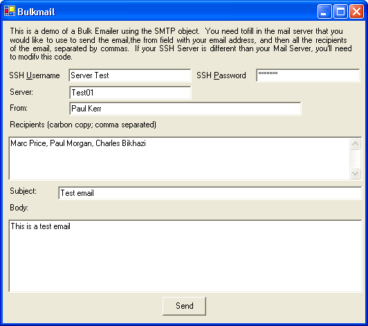 Email To ListYou can use the SMTPSH component to send secure mail through an SSH tunnel.