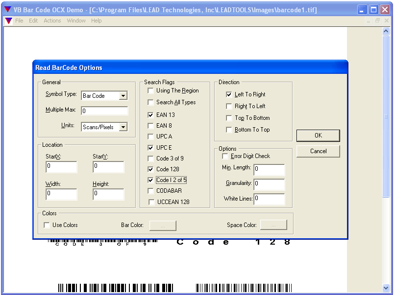 Multiple Barcode ReadingRead mixed barcode types Report back X/Y positions.