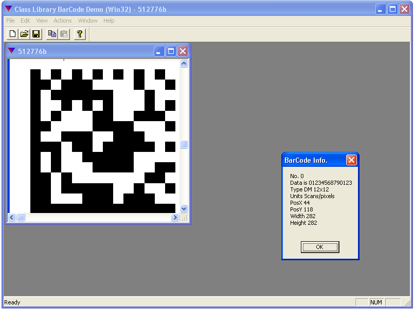Barcode DetectionDetect barcodes on a page, Datamatrix barcode data is translated back into ASCII format to be read.