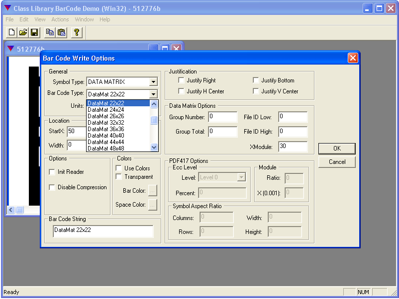 Barcode WritingAbility to write (to over 100 raster formats) many different types of Datamatrix barcode.