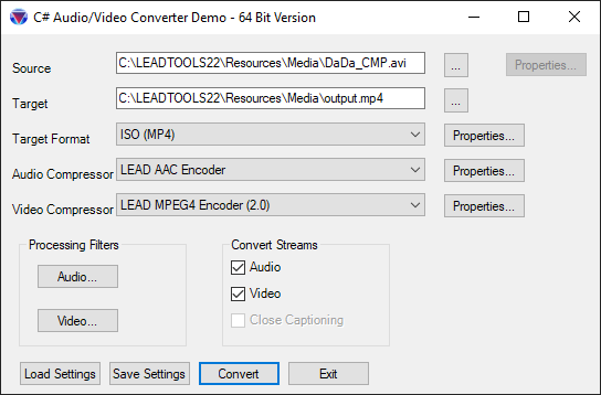 Convert VideosConvert videos to any supported multimedia formats. Encoding and compression can also be specified.