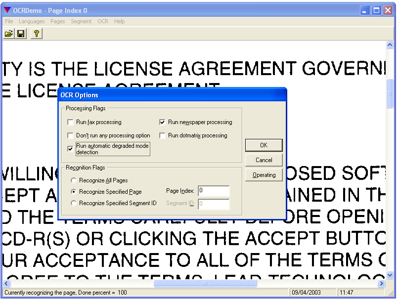 Processing OptionsSelect document processing type to expect a certain format of document.