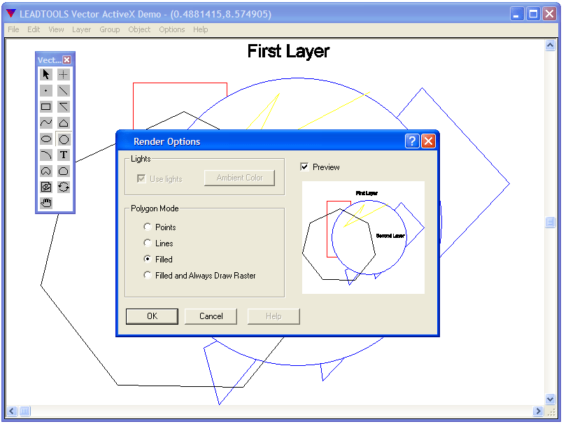 Powerful rendering optionsRender vector images on screen.