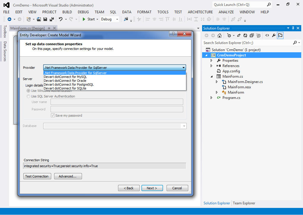 SQL Server, MySQL, Oracle, PgSQL, and SQLite are supported.