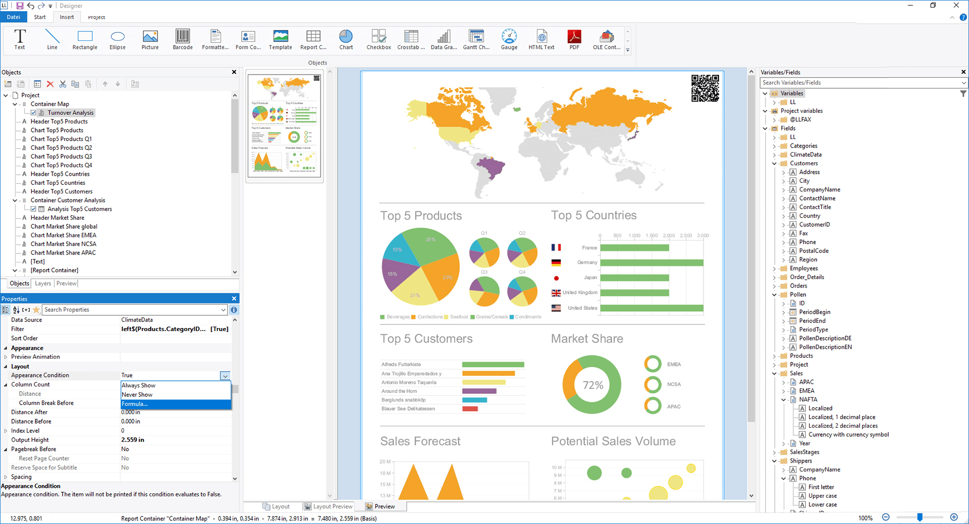Screenshot of List & Label Professional Reporting Edition
