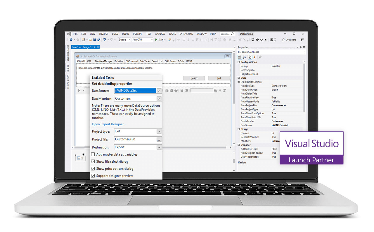 List & Label is approved for Visual Studio.