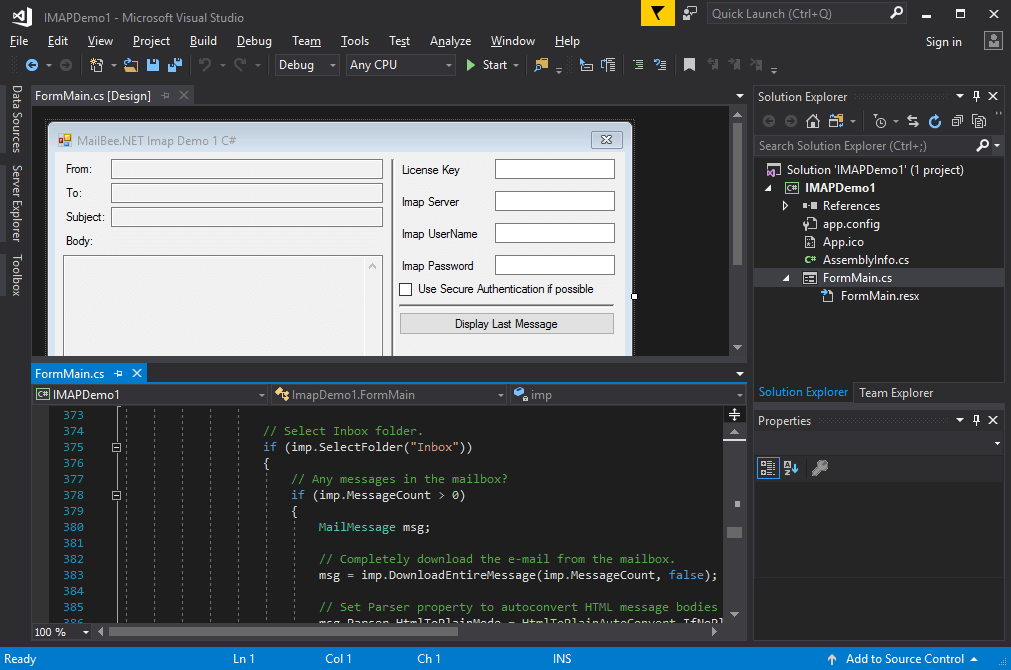 Screenshot of MailBee.NET IMAP Bundle