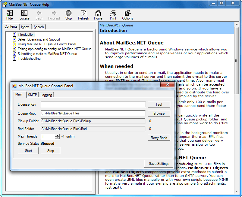Screenshot of MailBee.NET Queue