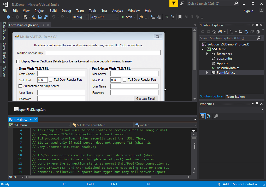 Screenshot of MailBee.NET Security