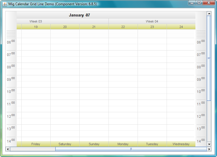 Flexible component structureOne component class handles all types of calendars. Everything that is visible is added through the use if layered Decorators. This
