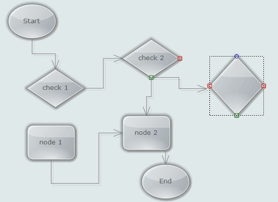 Node modification constraintsAdvanced features like Node modification constraints, multiple selection and Alignment to grid are included.