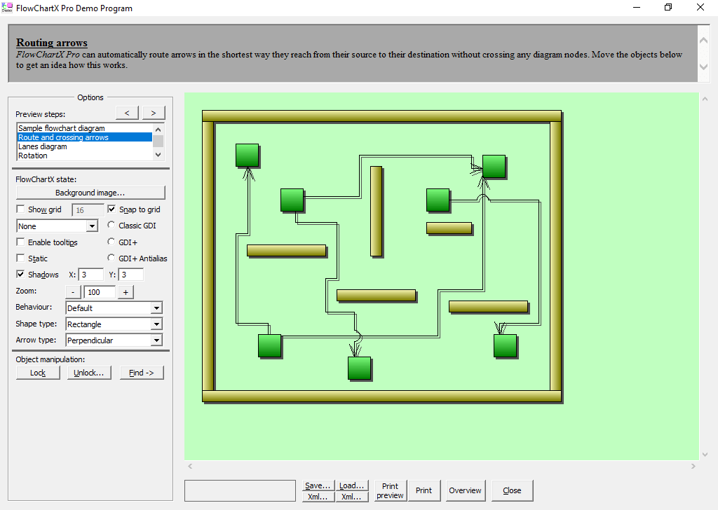 Routing ArrowsFlowChartX Professional can automatically route arrows in the shortest way they reach from their source to their destination without crossing any