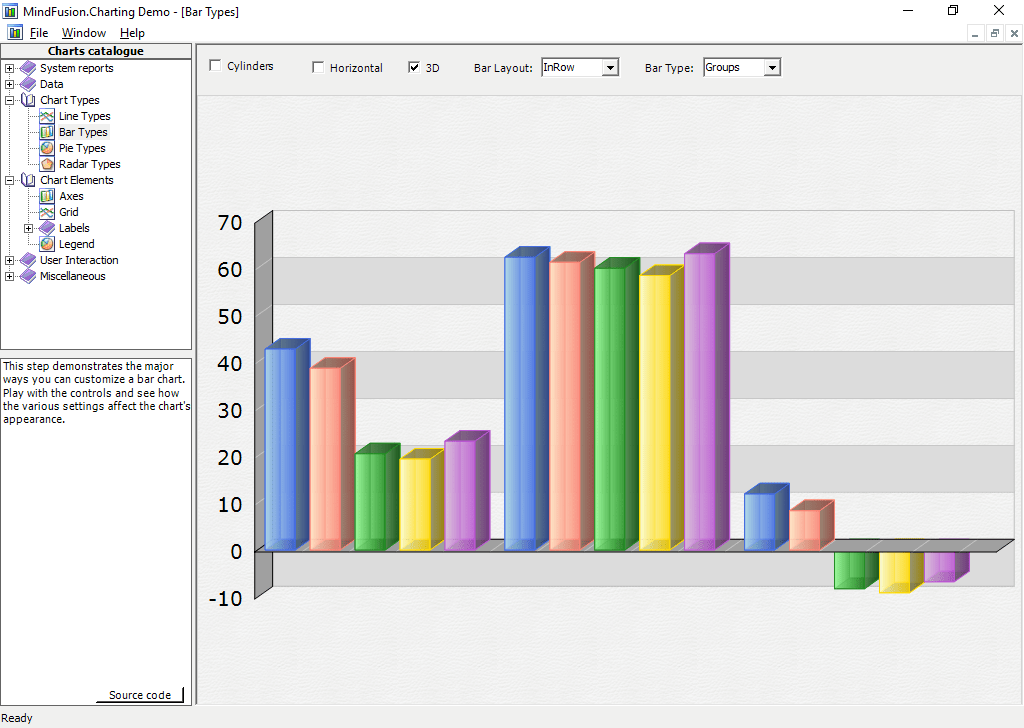 Column OffsetTwo different charts shown the same data. They are drawn in a column with an offset between the series.