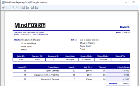 Screenshot of MindFusion.Reporting for WPF