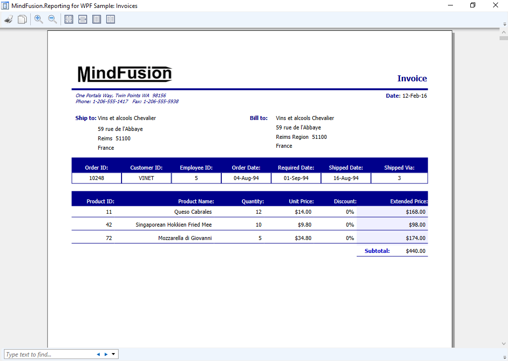 Screenshot of MindFusion.WPF Pack