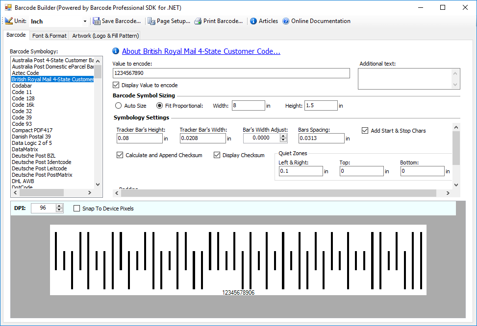 Most Popular Barcodes IncludedBarcode Professional supports most popular Linear (1D), Postal & 2D Symbologies/Standards all-in-one solution including Code 3
