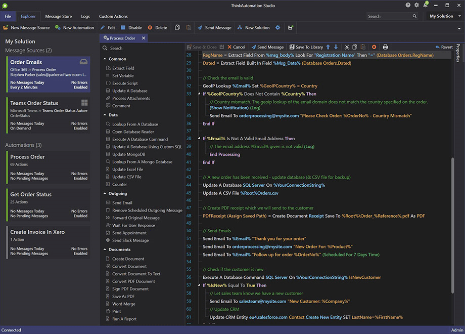 Screenshot of ThinkAutomation