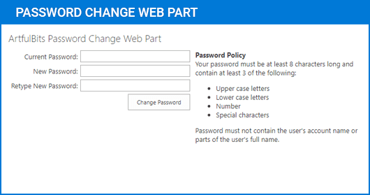 Screenshot of ArtfulBits Password Change Web Part