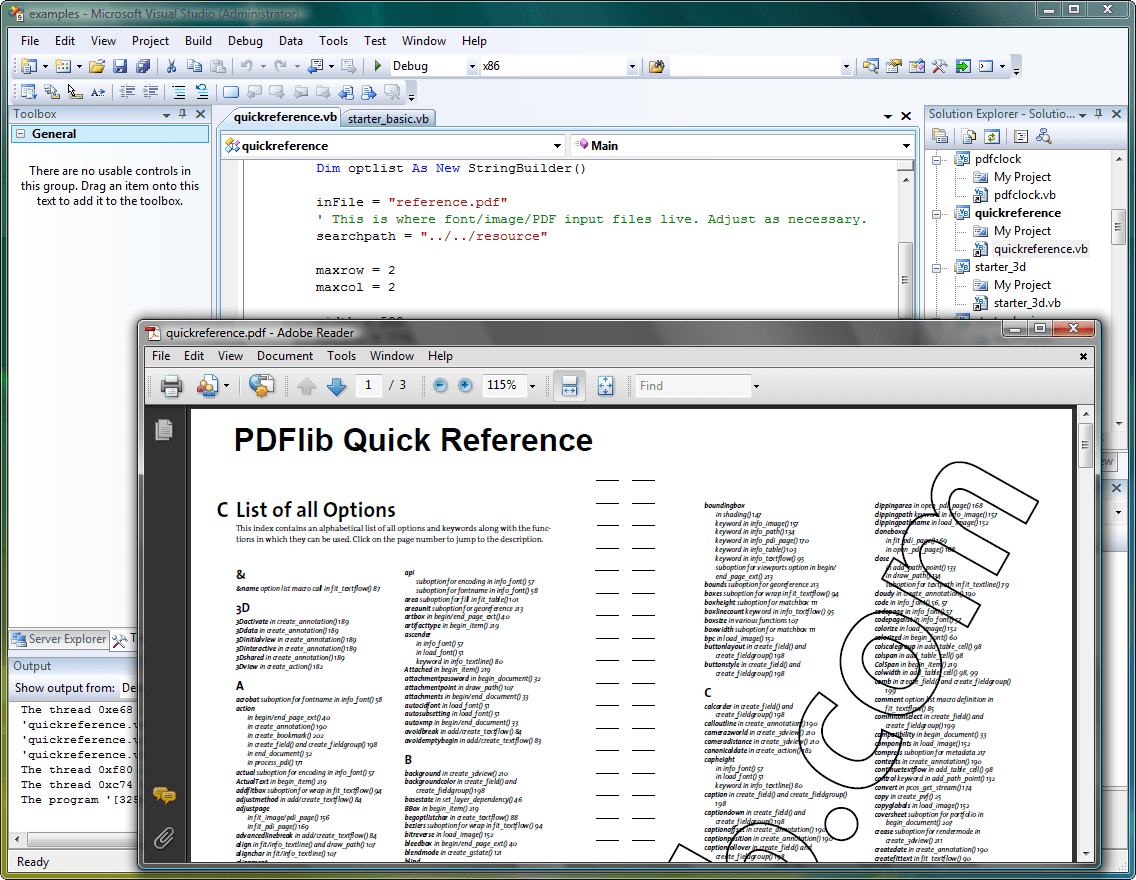 PDF OutputGenerate PDF documents on disk file or directly in memory (for Web servers). High-volume output and arbitrary PDF file size (even beyond 10 GB). Suspe