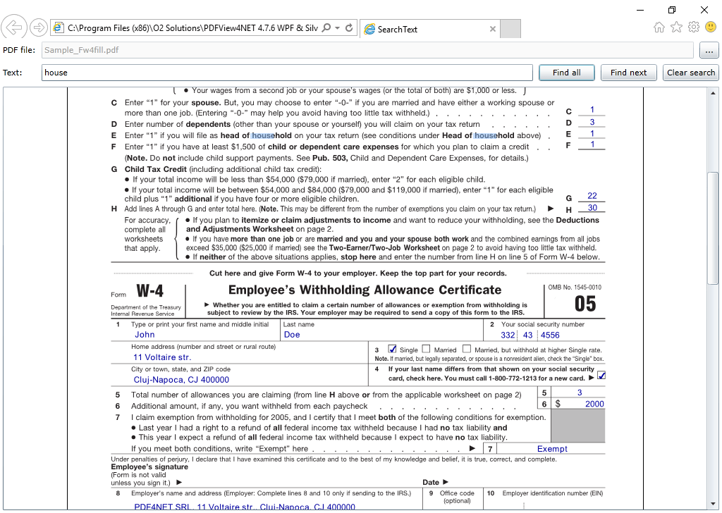 Screenshot of PDFView4NET WPF Edition