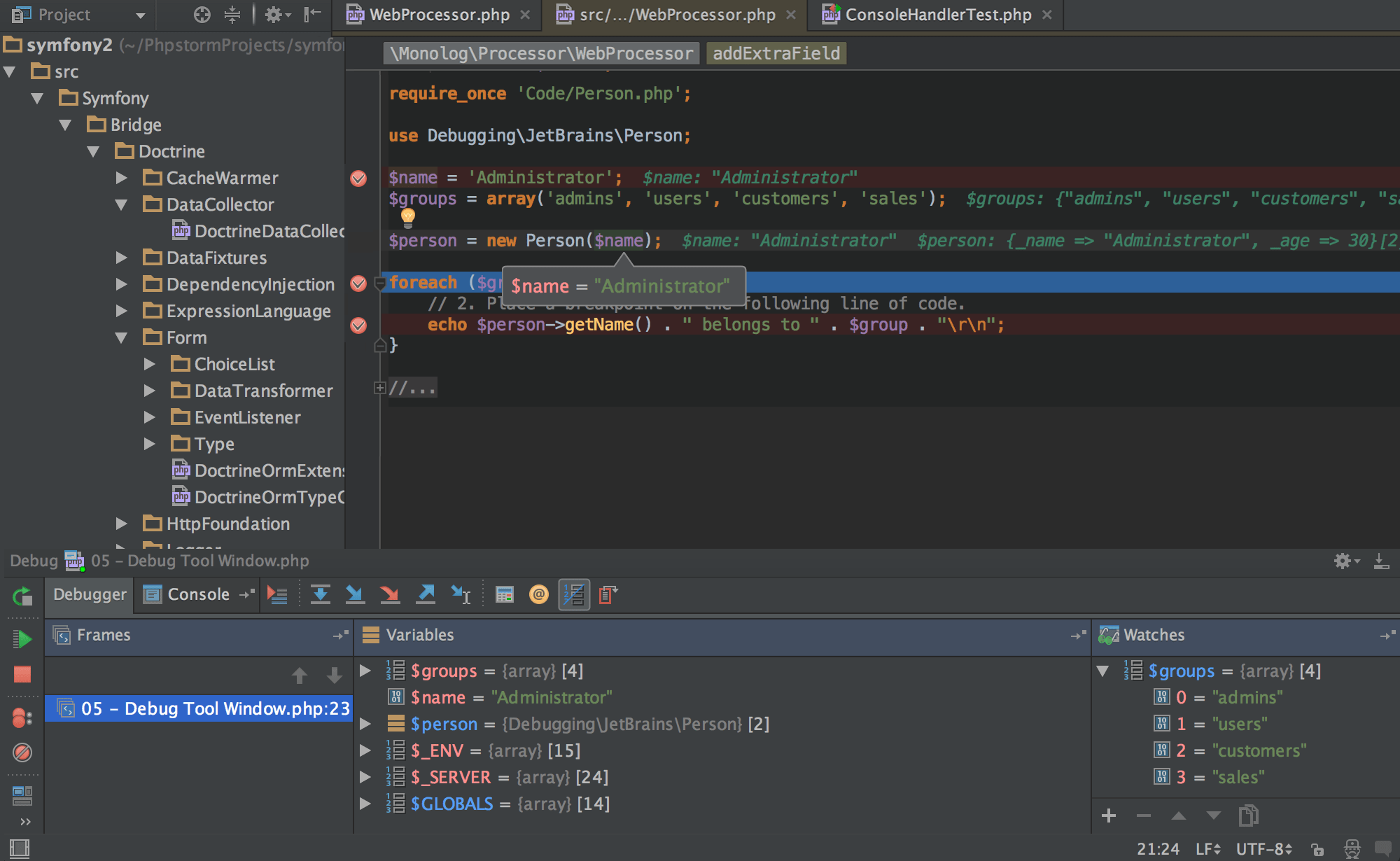Screenshot of PhpStorm