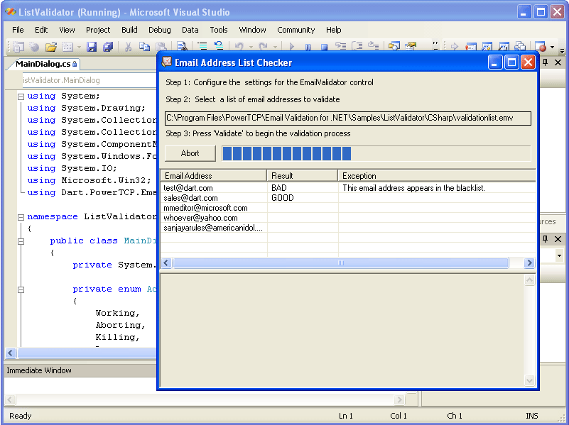 EMail List ValidationEmail list validation is also possible using all configurable properties of the Validator