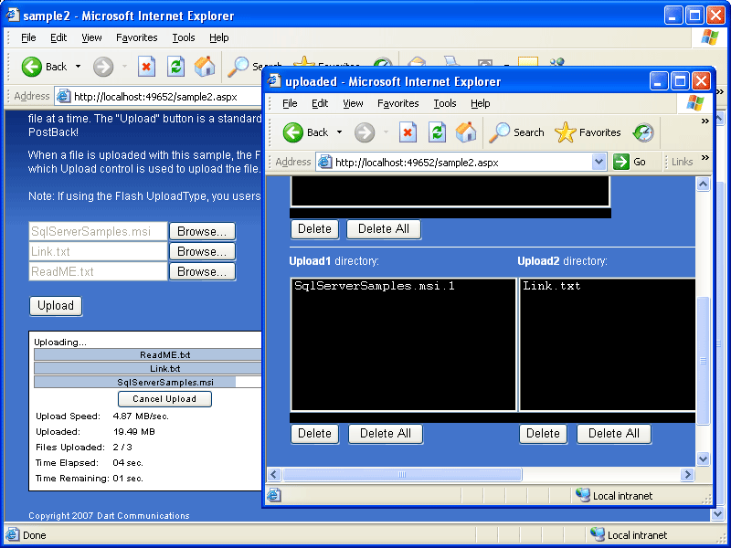 Multi File UploadMultiple Upload controls can be used on a single form to allow users to upload more than one file at a time. The 'Upload' button is a standard