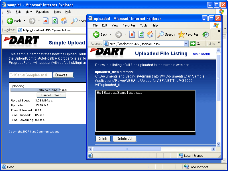Single File UploadCreate a web page where the Upload Control, UploadManager Control and ProgressPanel Control work together. You can set the UploadControl.AutoP