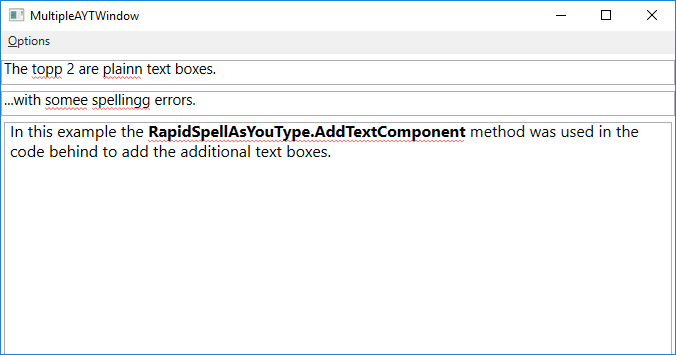 Spell Check Multiple Text BoxesOnly one RapidSpellAsYouType control is required to check multiple text boxes per form.