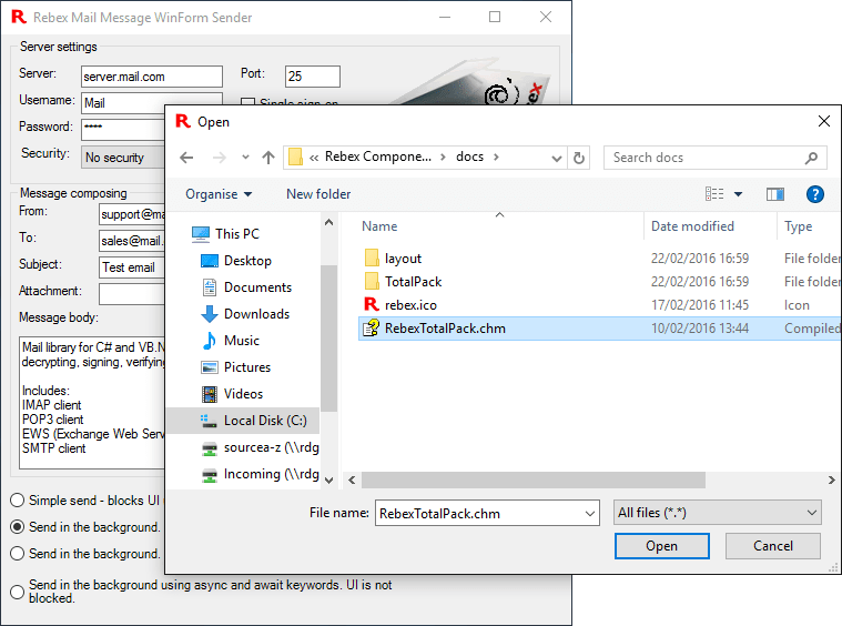 AttachmentsRebex Secure Mail reads and writes Base64, Quoted-Printable, 7bit, 8bit and binary encoded messages and attachments.