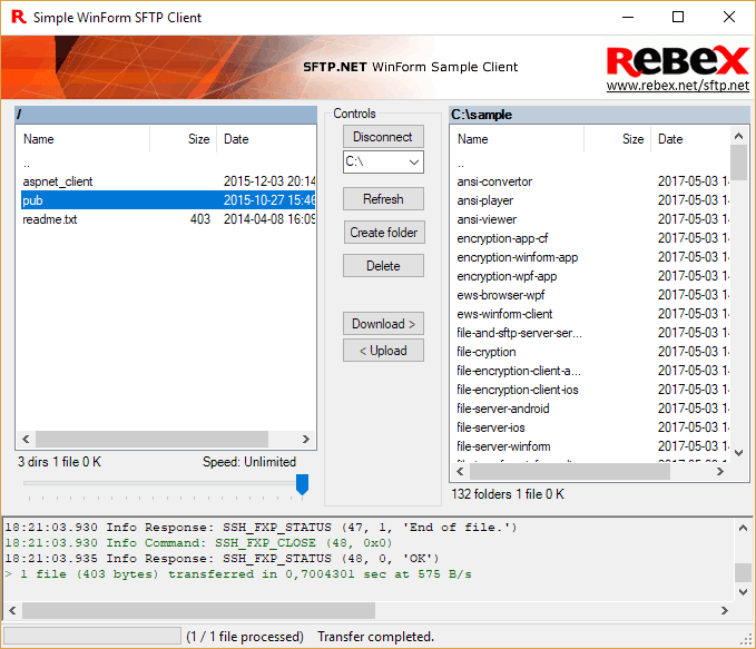 Screenshot of Rebex Total Pack
