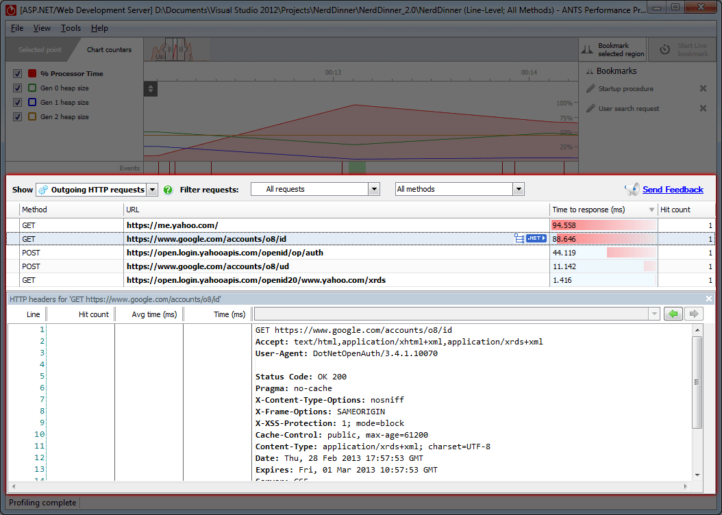 Capture outgoing web requestsLook at your application's outgoing HTTP requests. Get data about the request and response headers, and see what .NET code caused t