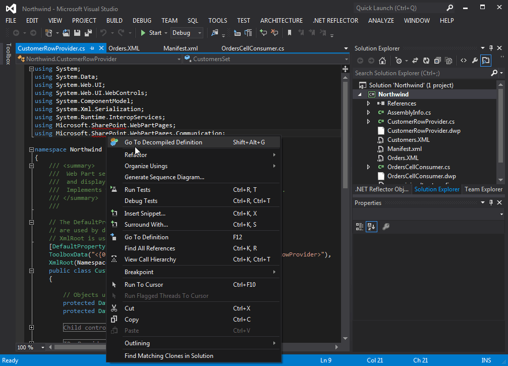 Screenshot of .NET Reflector VSPro