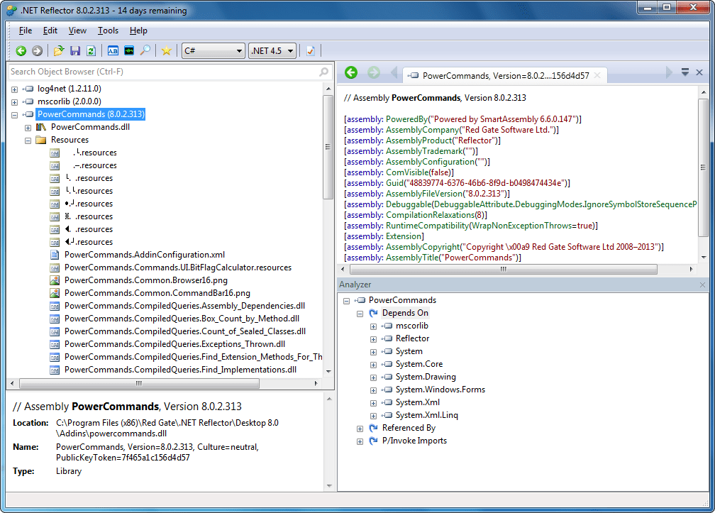 Screenshot of .NET Reflector VS