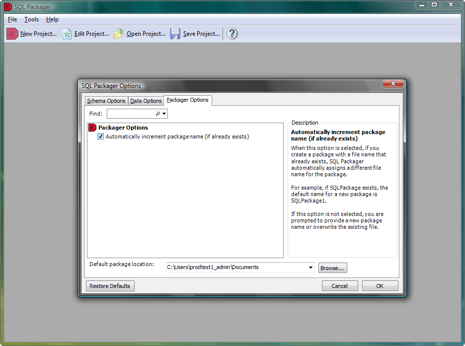 SQL PackagerPackages a database for deployment or update.