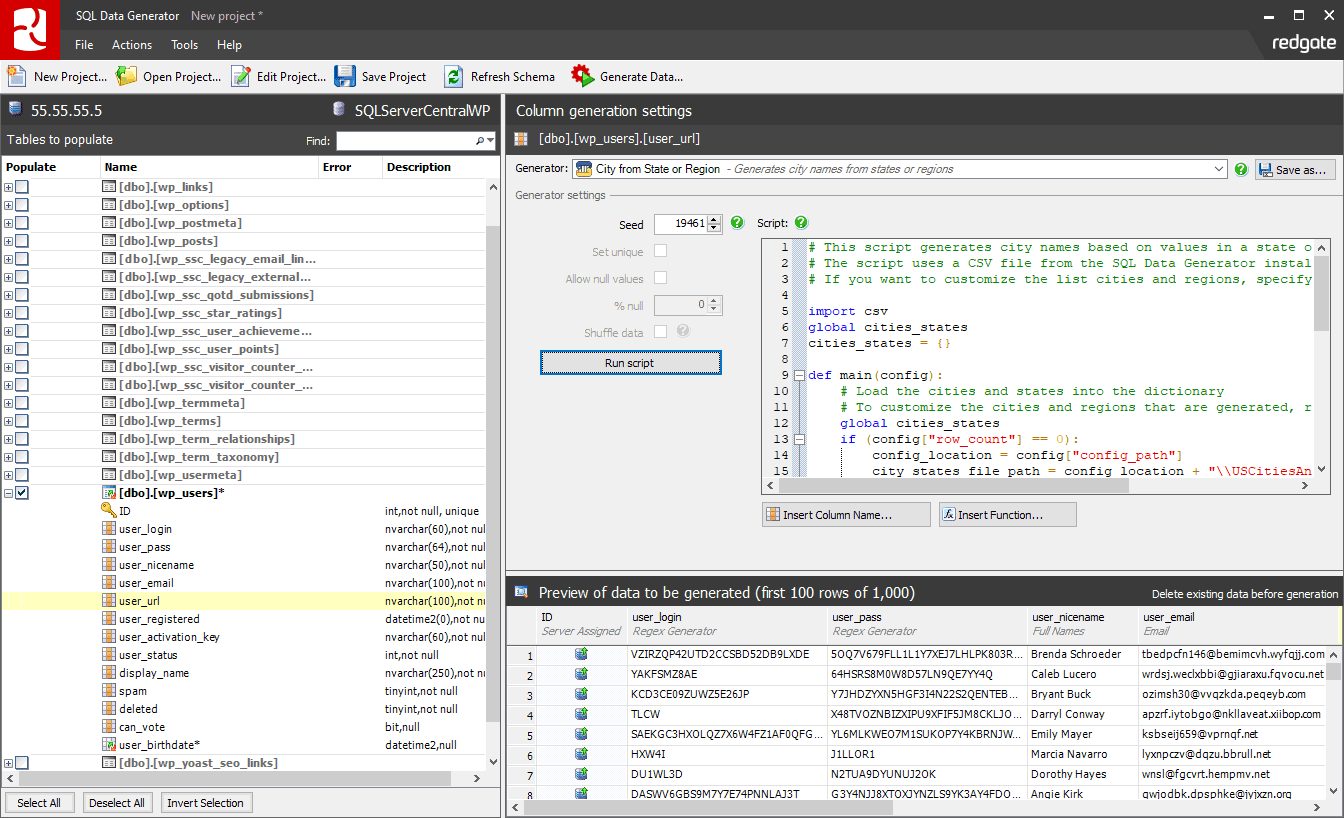 Use Python scripts to generate your own custom data
