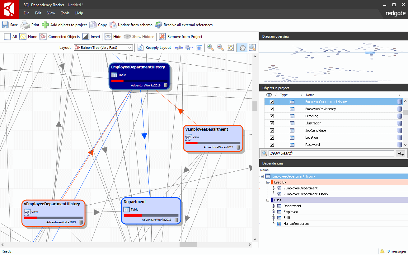 Screenshot of SQL Dependency Tracker