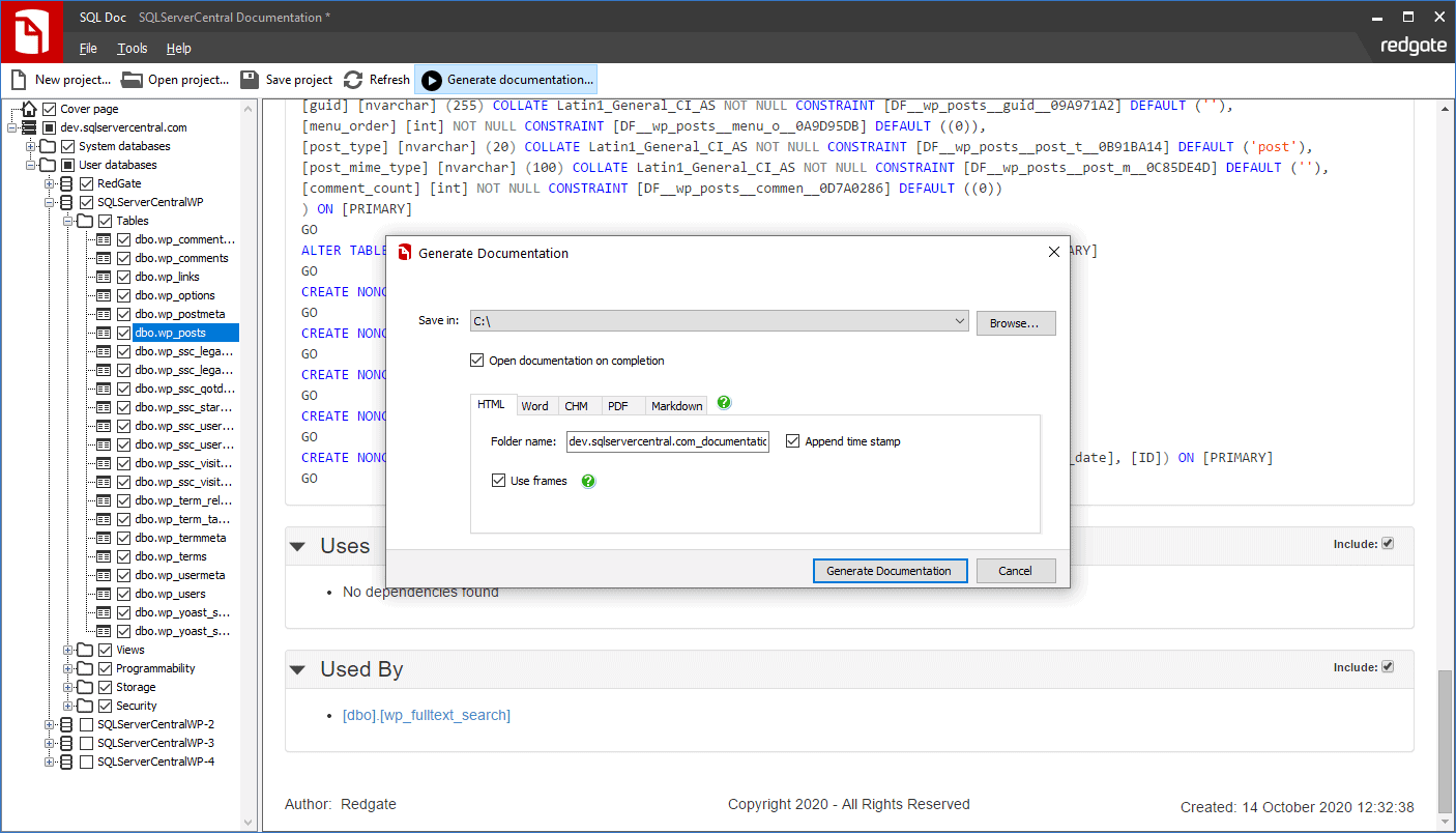 Create documents in HTML, PDF, Microsoft Word, or Markdown files