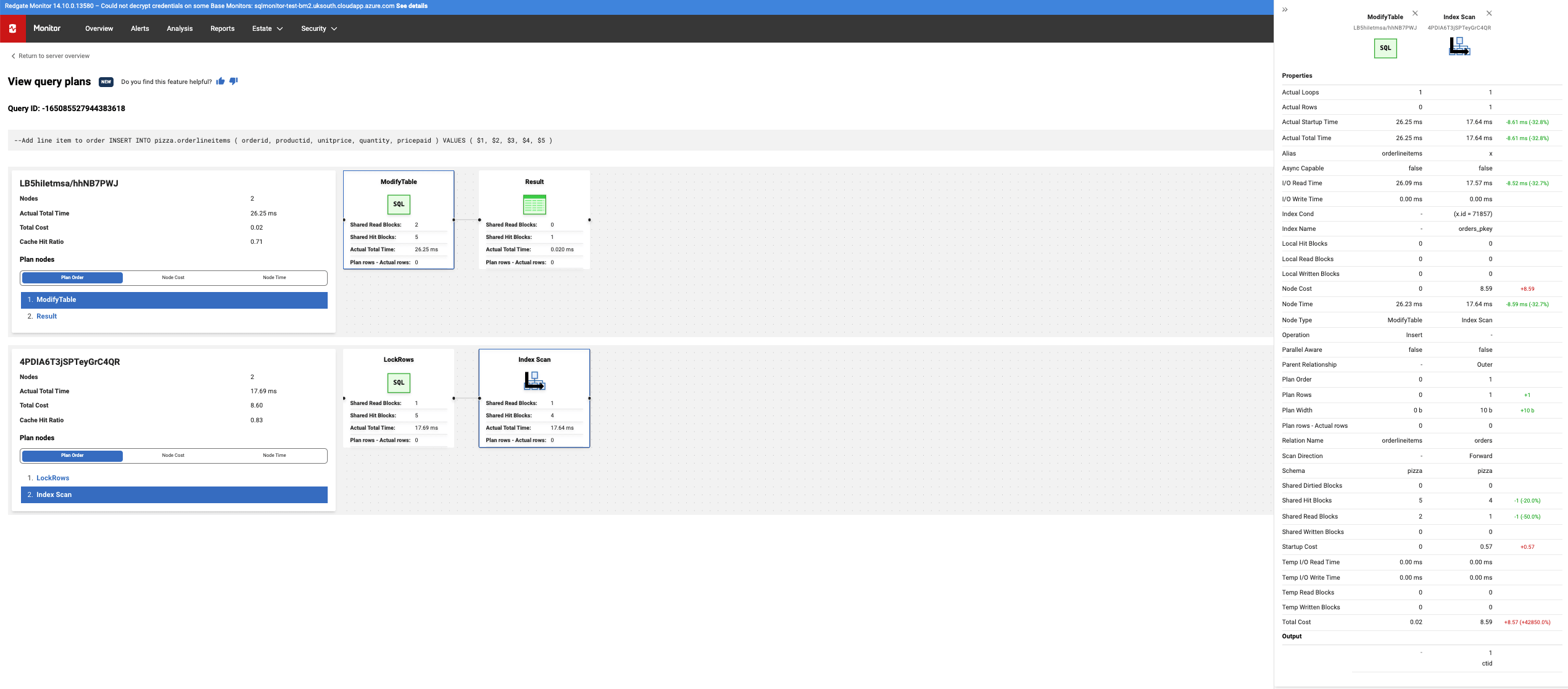 Postgres MonitoringRedgate Monitor offers PostgreSQL users faster ways to investigate performance problems, with new capabilities such as Query Compare, Top Wai