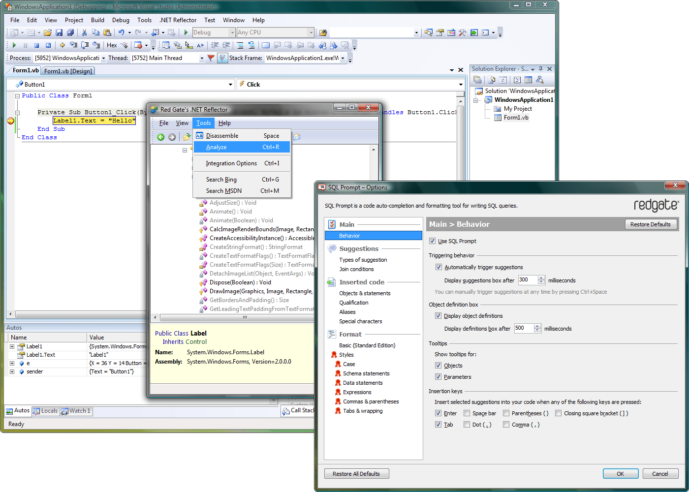 Screenshot of Redgate .NET VS Productivity Pack