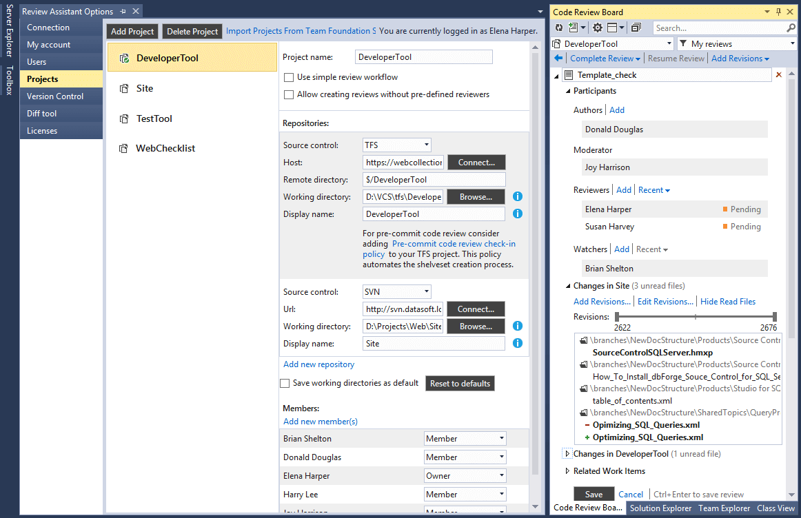 Screenshot of Review Assistant