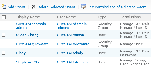 Screenshot of SharePoint AD Administration